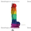 Consolador multi color de 13 cm con sopapa